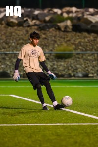 Atrisco Heritage Academy’s goalkeeper strikes the ball during their semifinals matchup with Rio Grande for the boys’ APS Metro Soccer Championships.