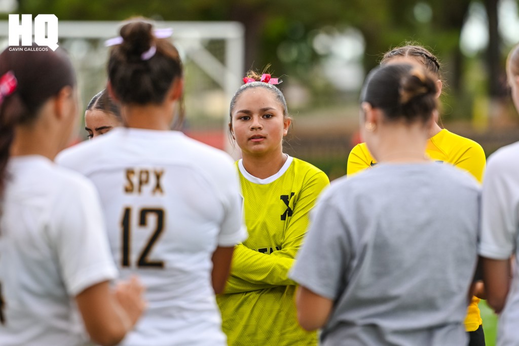 The St. Pius X girls soccer team huddles together before their non-district match against Albuquerque Academy. Gavin Gallegos/HQ Sports