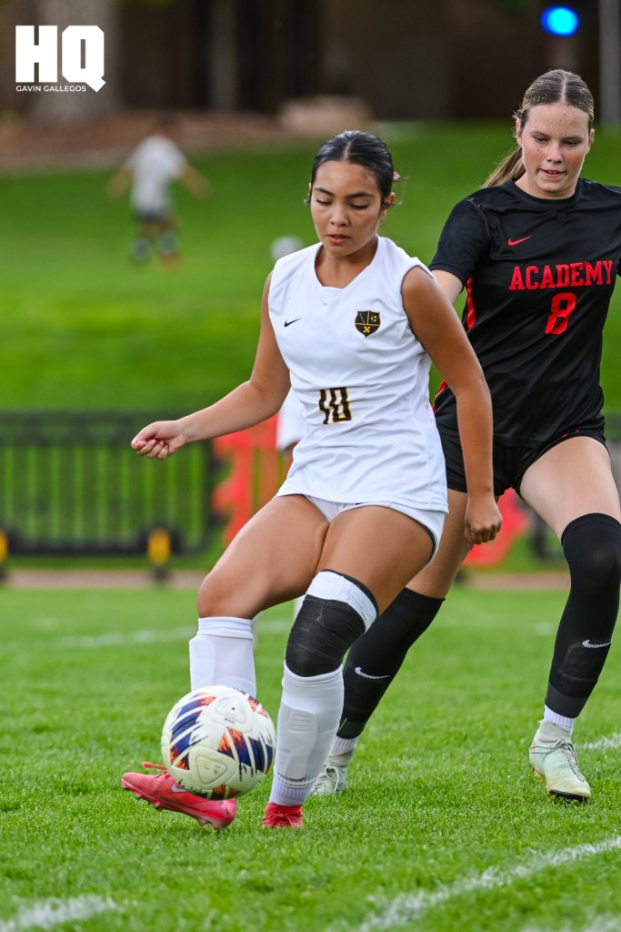 Amara Torres (10) of St. Pius X controls the ball during her non-district match against Albuquerque Academy. Gavin Gallegos/HQ Sports